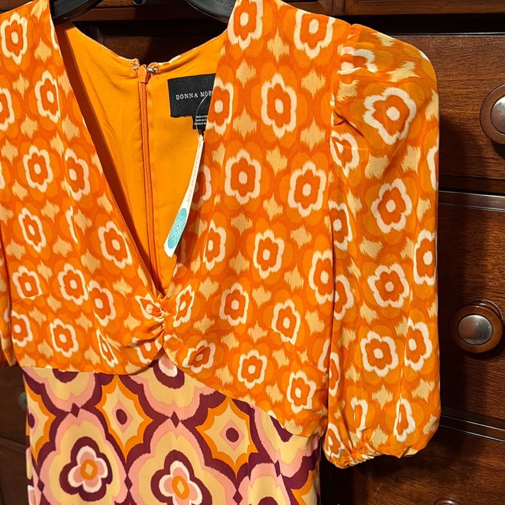 Donna Morgan Floral Orange and Pink Dress